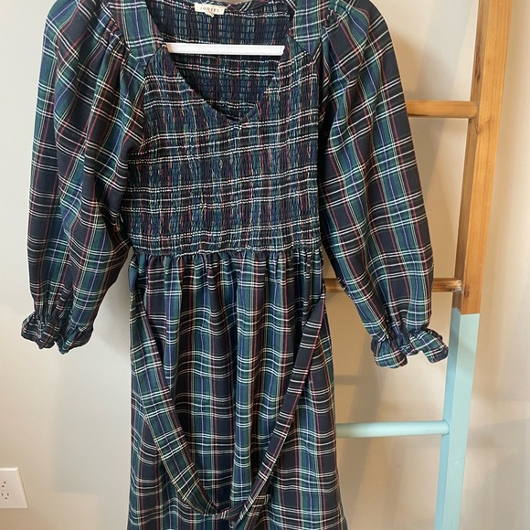 Red dress Botique Jodiful winter tartan plaid dress black green navy size s - Picture 3 of 10